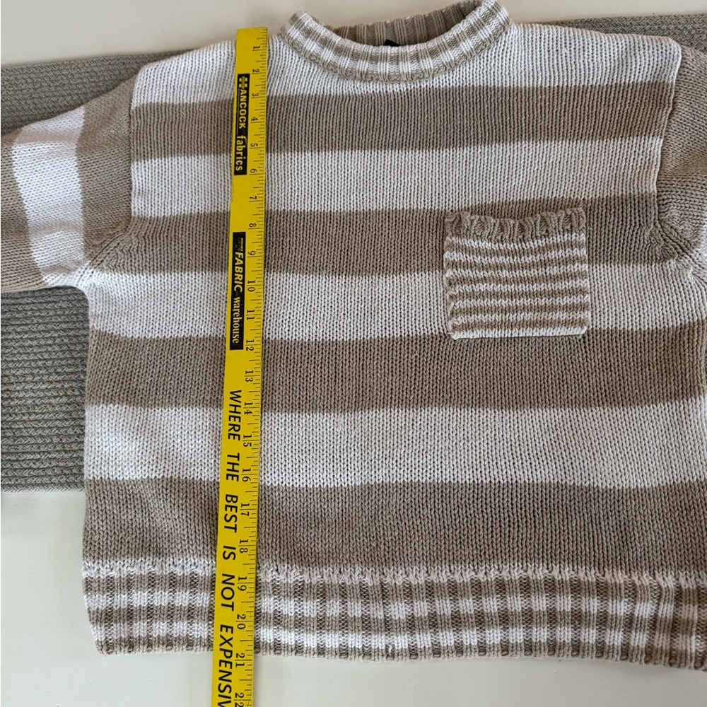 Vintage 90’s Nuggets Tan White Striped Cotton Cropped Sweater Size Large - Picture 10 of 10